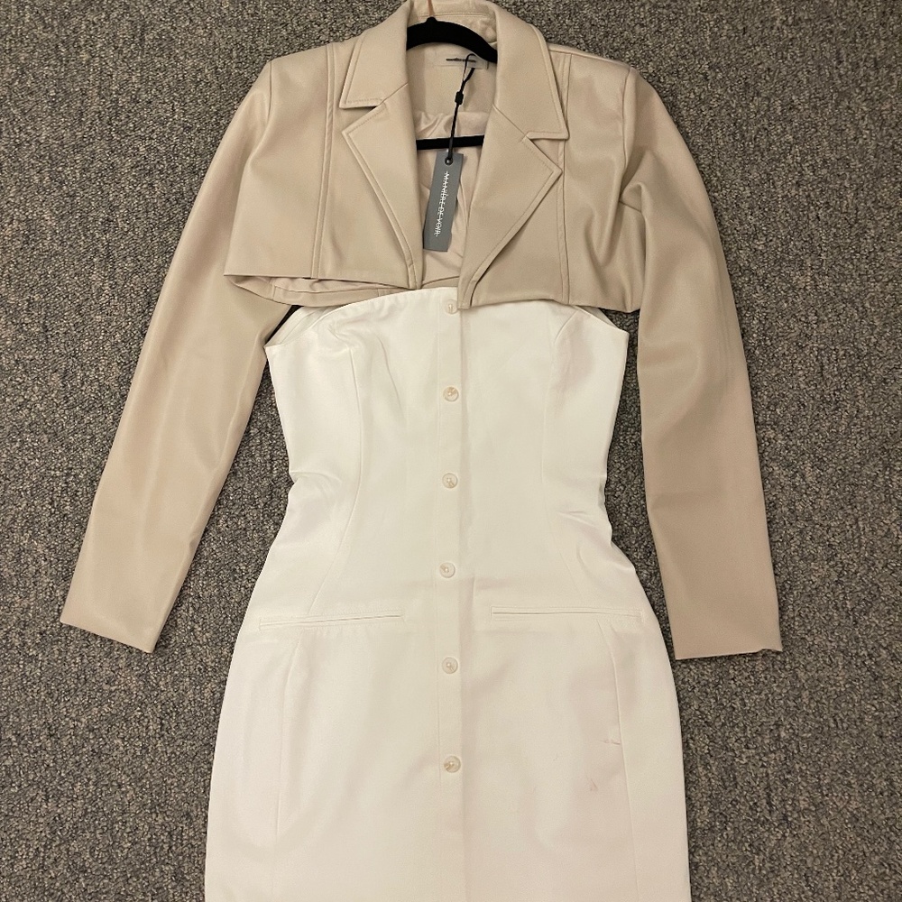 Vegan Leather Blazer Overlay Dress